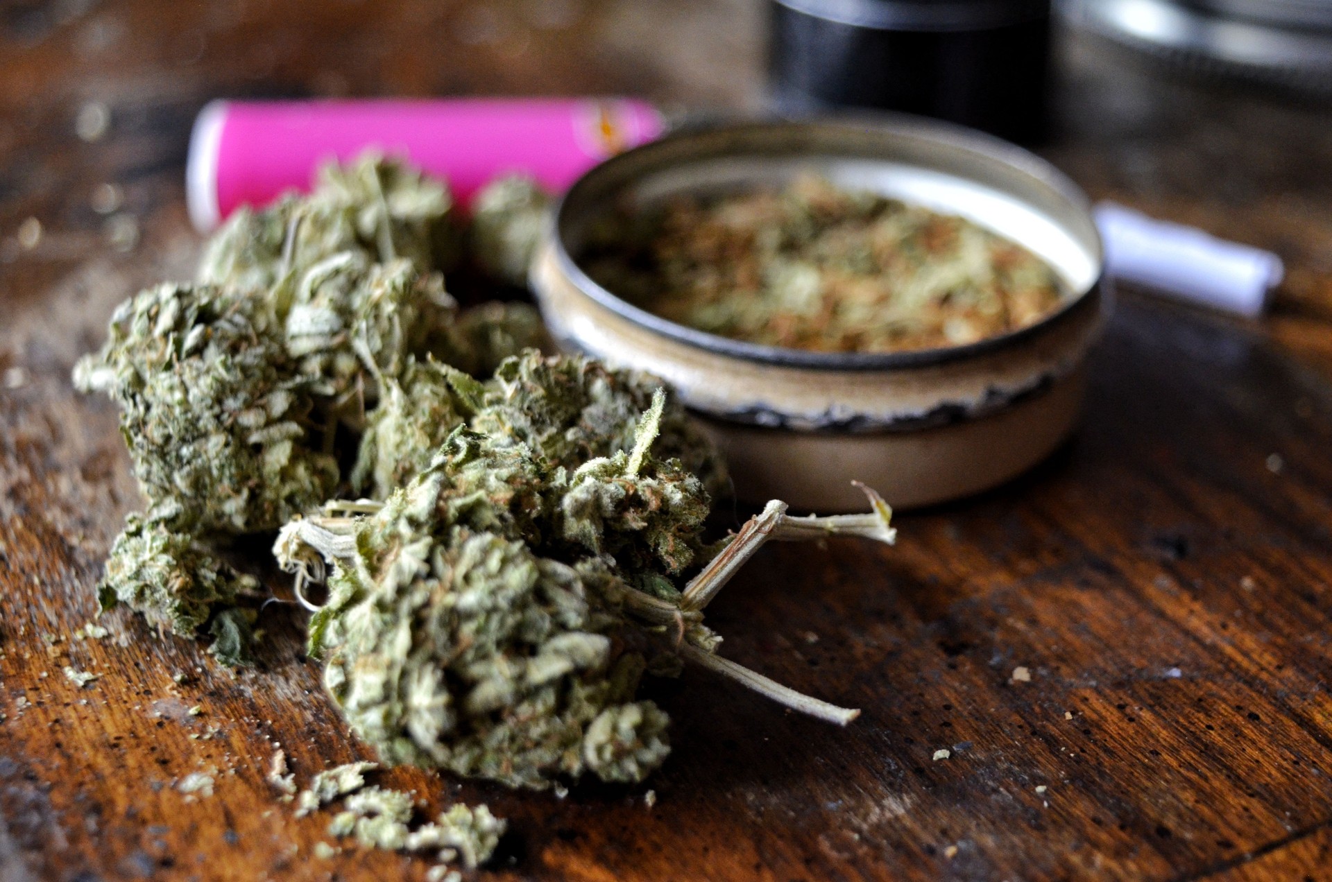 Close-Up Of Cannabis On Table